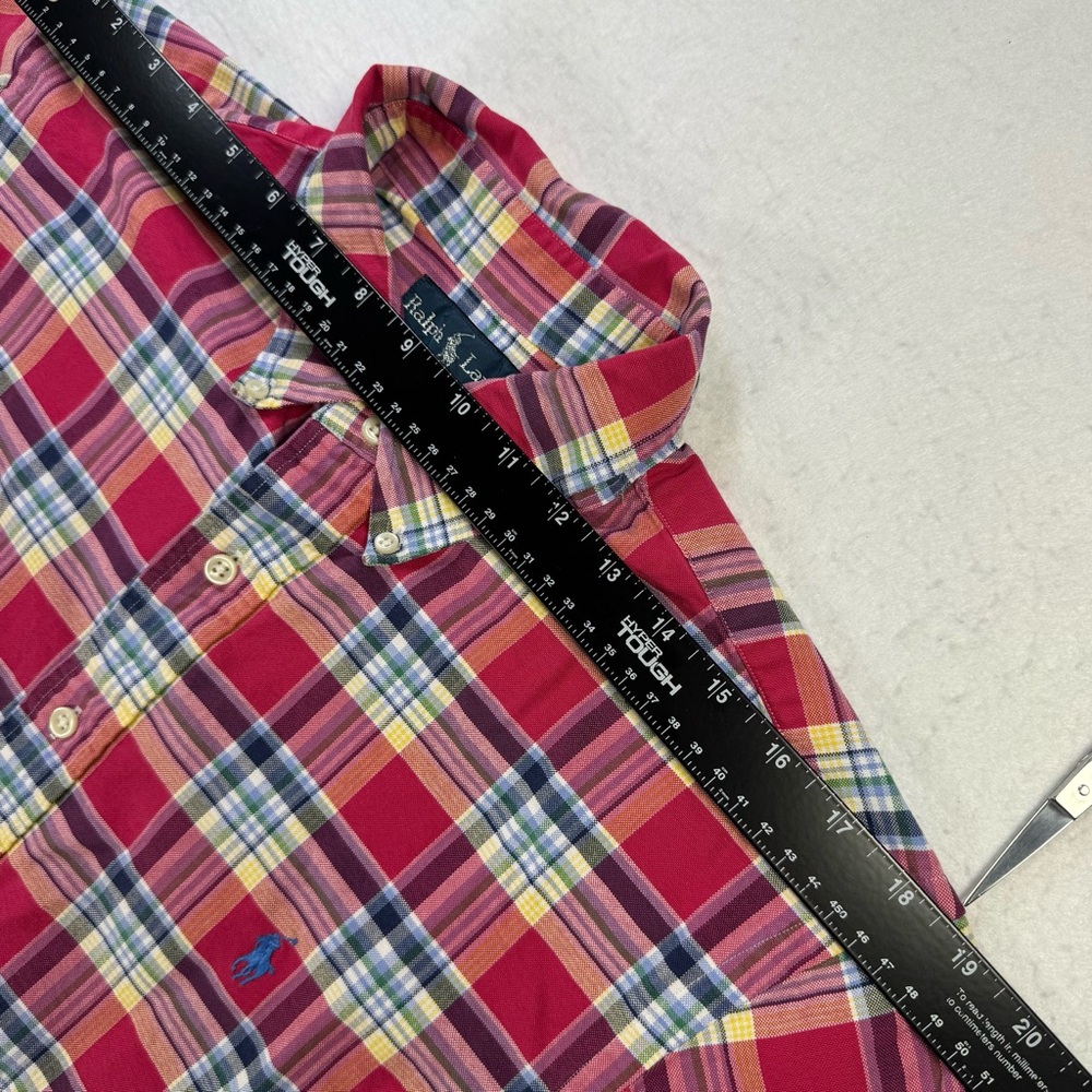Ralph Lauren Men’s L Custom Fit Pink Multicolor Plaid Shirt 100% Cotton‎ - Picture 10 of 13